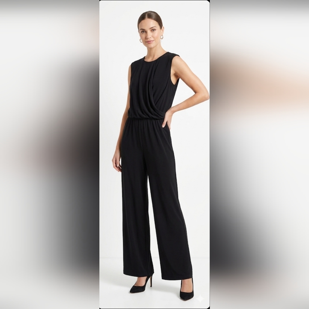 Ricki's Black Sleeveless Maxi Jumpsuit with Gathered Waist size: XL